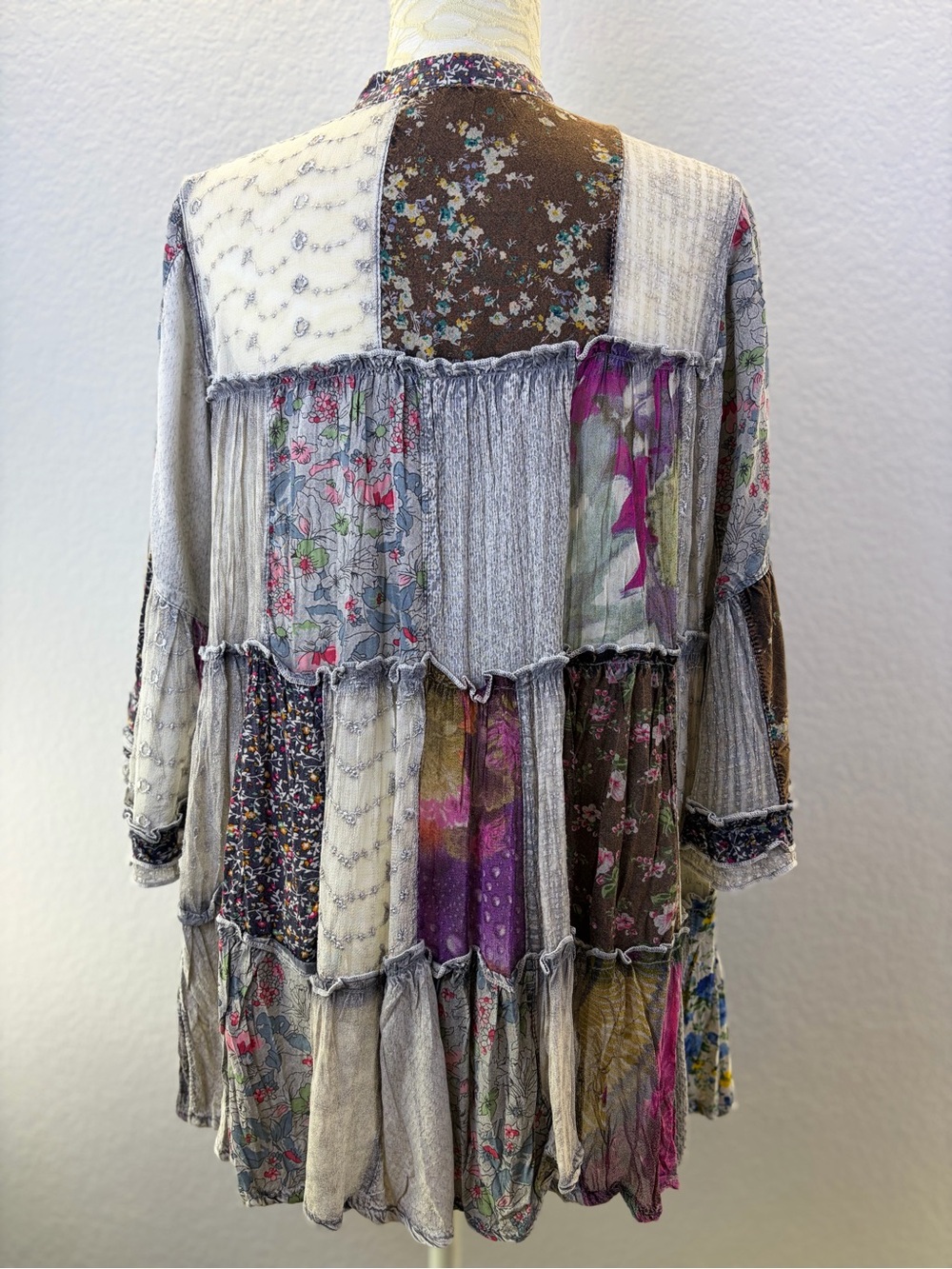 Young Threads Patchwork Boho Oversized Tunic Top Multicolor Small - Picture 5 of 15